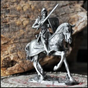 Silver and European Style Delicate Knight with Horse Artware