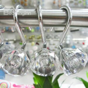 Concise Diamond Design 12-piece Shower Curtain Hooks