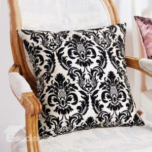 Luxury European Black Jacquard Design Throw Pillow Case