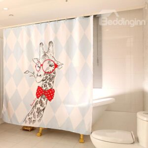 Funny Giraffe Wearing Glasses Pattern Shower Curtain
