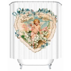 Creative Heart-shaped Cupid Design Bathroom Shower Curtain