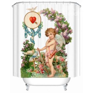 European Style Cupid and Flowers Shower Curtain