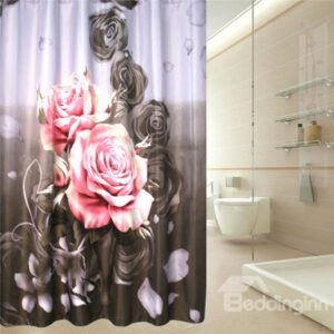 Wonderful Smiling Rose Print Waterproof Shower Curtain