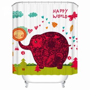 Unique Cartoon Happy World Elephant Shower Curtain