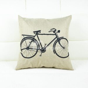 Vintage Bicycle Printing Flax Throw Pillow Case
