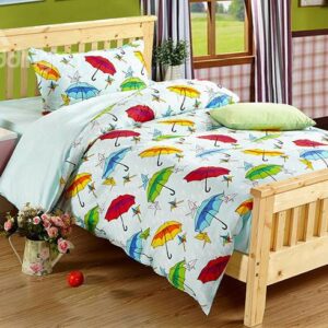 Cute Umbrella Pattern Kids 3-Piece Cotton Duvet Cover Set