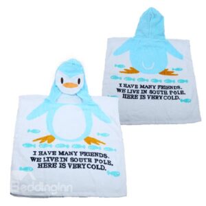 Cute Blue Penguin Baby and Kids Bath Towel