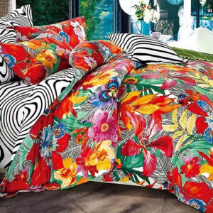 Dazzling Colorful Flowers Print 4-Piece Duvet Cover Sets