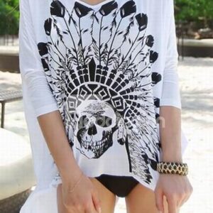Personalized Fashion Indian Skull White Cover Up