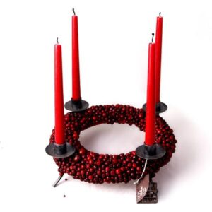 Red Foam Ball Style Christmas Decoration Candlestick