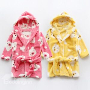 Fresh Colored Baby Bear Pattern Kids Robe