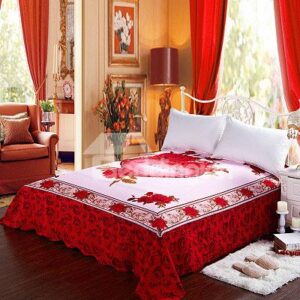 Red Rose Printing Soft Cotton Printed Sheet