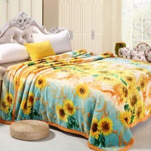 Bright Sunflowers Print Thick Cozy Polyester Blanket
