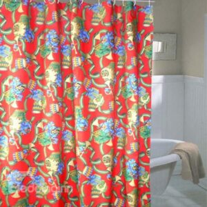 Charming Christmas Gift Print Good Waterproof Shower Curtain