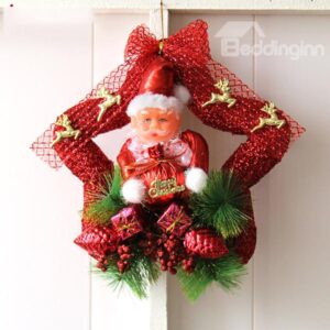 Super Cute Santa Clause Doll Christmas Wreath Decoration