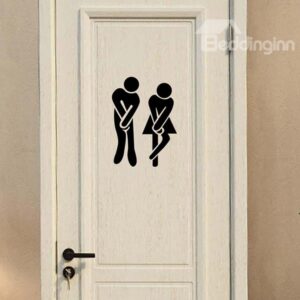 Funny Bathroom Urgency Male and Female Removable Wall Sticker