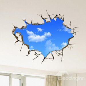 Creative Broken Wall Blue Sky Removable 3D Wall Sticker