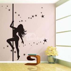 Gorgeous Woman Pole Dancing Removable Wall Sticker