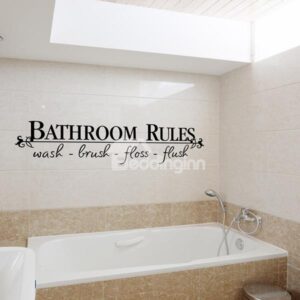 Funny Words and Quotes Bathroom Rules Removable Wall Sticker