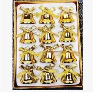 Gold Tinkle Bell A Set of 12 Christmas Decoration