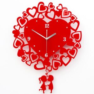 Modern Loving Heart-Shaped Mute 16-inch Wall Clock