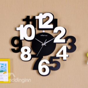 Modern Simple Wood Digit Black and White Wall Clock