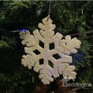 Gold 10cm Snow 3-Pieces Christmas Tree Decoration