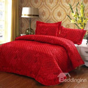 Romantic Red Rose Print Soft 100% Cotton Red Bed in a Bag