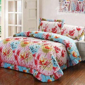 European Style Colorful Flower Print Full Cotton Bed in a Bag