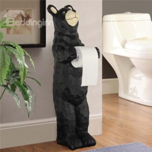 Lovely Black Bear with Tie Shape Toilet Paper Holder