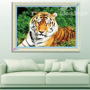 Marvelous Tiger Lying in Grassland DIY Diamond Stickers