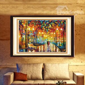 Abstract Oil Painting Style Walk in Moonlight DIY Diamond Stickers