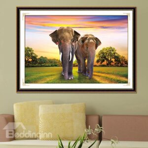Majestic Elephants Walking in Fields DIY Diamond Stickers