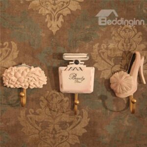 Ladylike Bag Perfume Shoe Image 3-piece Bathroom Hooks