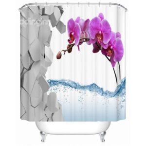 New Desigh 3D Fresh Flower Pattern Shower Curtain