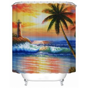Unique Twilight of the Sea Print 3D Shower Curtain