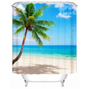 Wonderful Beach and Coconut Trees Pattern 3D Shower Curtain