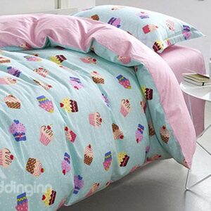 Magical Cupcake Pattern Kids Cotton 3-Piece Duvet Cover Sets