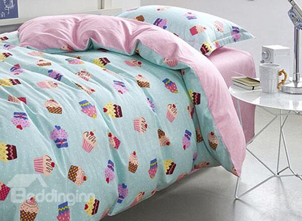 Magical Cupcake Pattern Kids Cotton 3-Piece Duvet Cover Sets