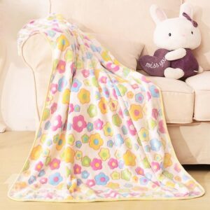 Colorful Flower Pattern Warm Flannel Baby Blanket