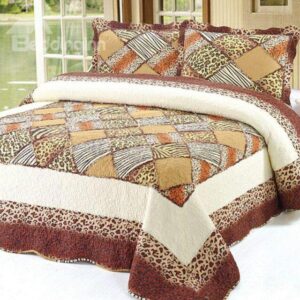 Chic Leopard Plaid Print 100% Cotton 3-Piece Bed in a Bag
