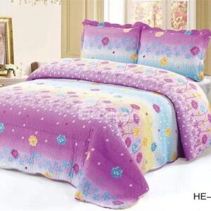 Fascinating Colorful Flower Romantic Purple 3-Piece Bed in a Bag