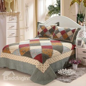 Classical Plaid Sweet Small Flowers Design Cotton Bed in a Bag