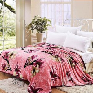 Exquisite Lily Print Warm Classy Red Blanket