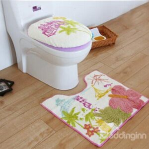Cartoon Summer Castle Desigh Toilet Seat Cover and Rug Set