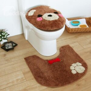 Cute Bear 3-piece Toilet Seat Cover and Rug Set