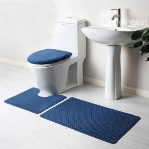 Cozy Pure Color 4-piece Toilet Seat Cover and Rug Set