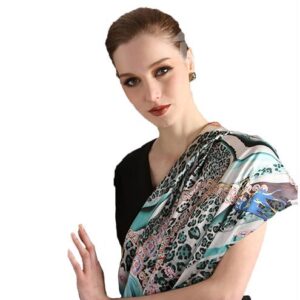 Chic Blue Leopard and Chains Patterns Mulberry Silk Square Scarf