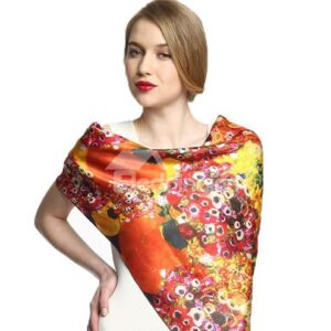 Gorgeous Flowers in Vases Print Soft Mulberry Silk Square Scarf