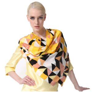Fashion Yellow Checks Patterns Mulberry Silk Square Scarf